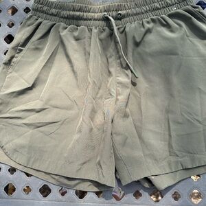 Women's Olive Green Athletic Shorts with Drawstring Waist
